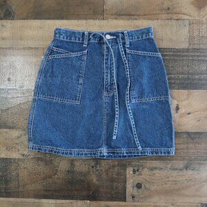 Arizona Jean Company Girls Size 14 Denim Jean Skirt with Pockets Drawstring 90s
